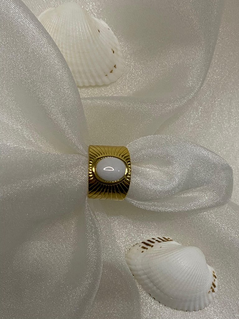 Missbeqa Vintage Beyaz Taşlı Yüzük